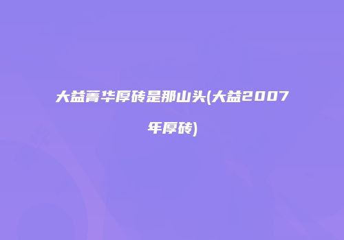 大益菁华厚砖是那山头(大益2007年厚砖)