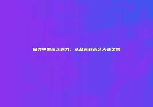 探寻中国茶艺魅力：从品茗到茶艺大师之路