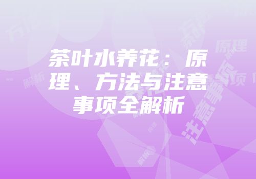茶叶水养花：原理、方法与注意事项全解析