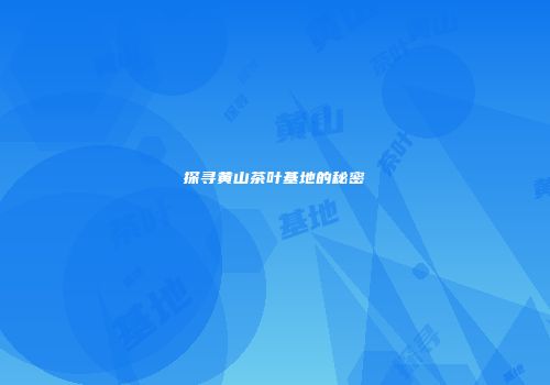 探寻黄山茶叶基地的秘密