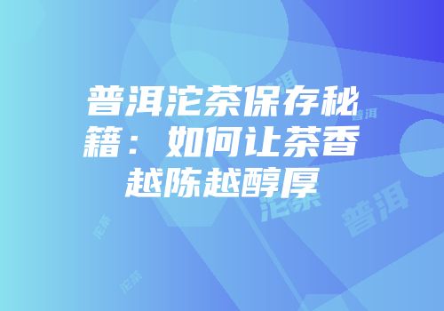 普洱沱茶保存秘籍：如何让茶香越陈越醇厚