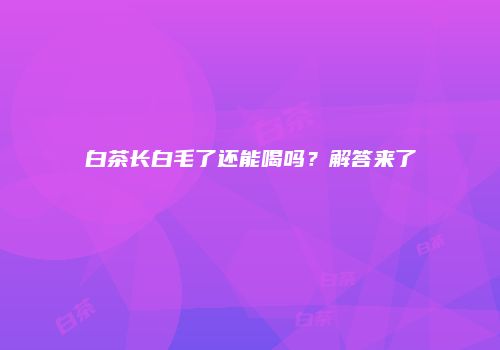 白茶长白毛了还能喝吗？解答来了