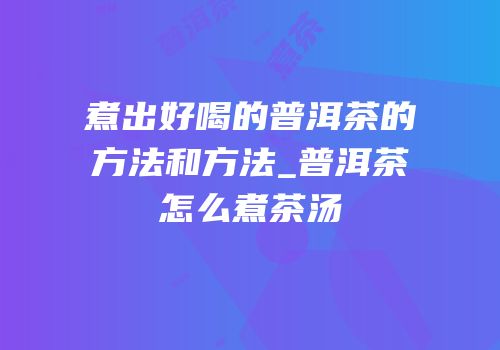 煮出好喝的普洱茶的方法和方法_普洱茶怎么煮茶汤