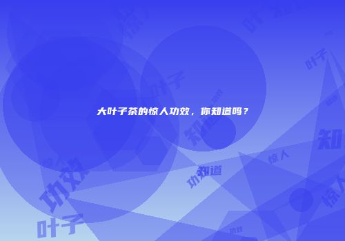 大叶子茶的惊人功效，你知道吗？