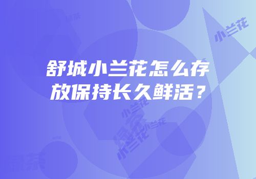 舒城小兰花怎么存放保持长久鲜活？