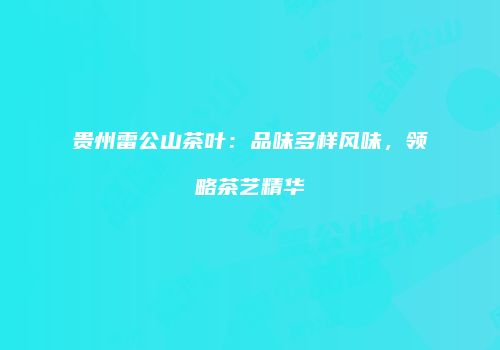 贵州雷公山茶叶：品味多样风味，领略茶艺精华