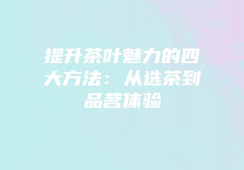 提升茶叶魅力的四大方法：从选茶到品茗体验