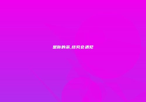 是你的茶,终究会遇见