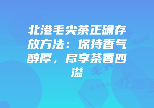 北港毛尖茶正确存放方法：保持香气醇厚，尽享茶香四溢