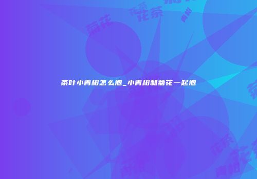 茶叶小青柑怎么泡_小青柑和菊花一起泡