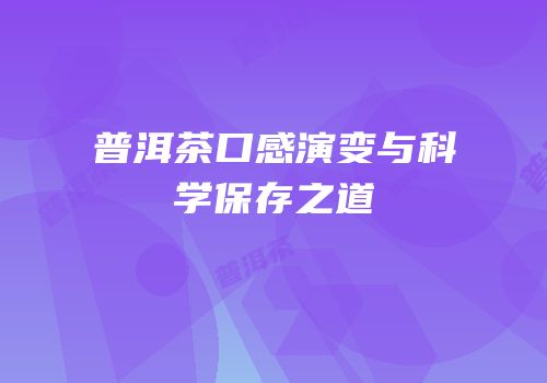 普洱茶口感演变与科学保存之道