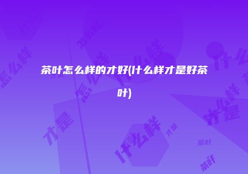 茶叶怎么样的才好(什么样才是好茶叶)