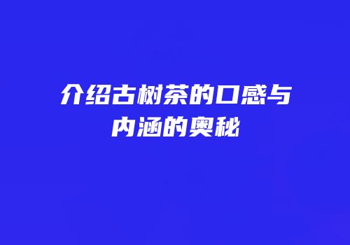 介绍古树茶的口感与内涵的奥秘