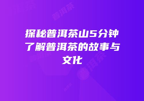 探秘普洱茶山5分钟了解普洱茶的故事与文化