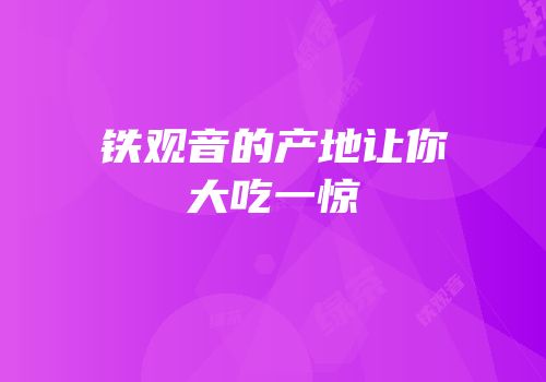 铁观音的产地让你大吃一惊