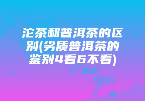 沱茶和普洱茶的区别(劣质普洱茶的鉴别4看6不看)