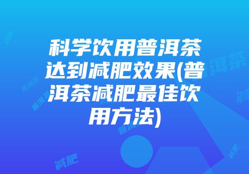 科学饮用普洱茶达到减肥效果(普洱茶减肥最佳饮用方法)