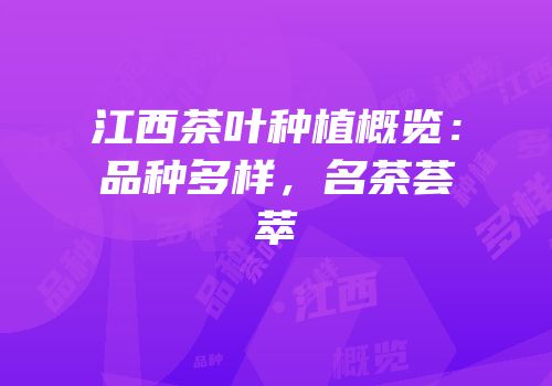 江西茶叶种植概览：品种多样，名茶荟萃