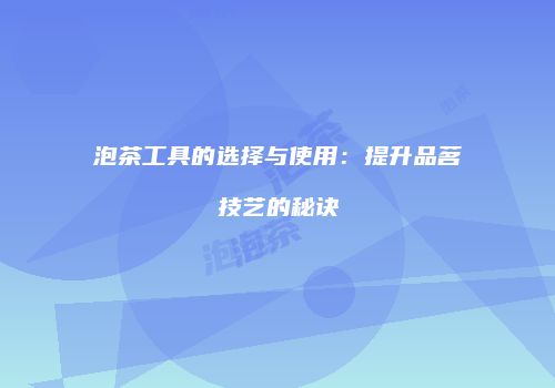 泡茶工具的选择与使用：提升品茗技艺的秘诀