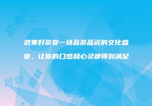 武夷好茶宴一场品茶品瓷的文化盛宴，让你的口感和心灵都得到满足