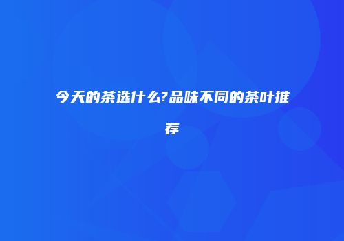 今天的茶选什么?品味不同的茶叶推荐