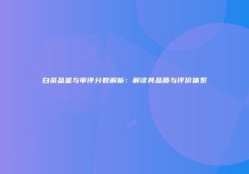 白茶品鉴与审评分数解析：解读其品质与评价体系
