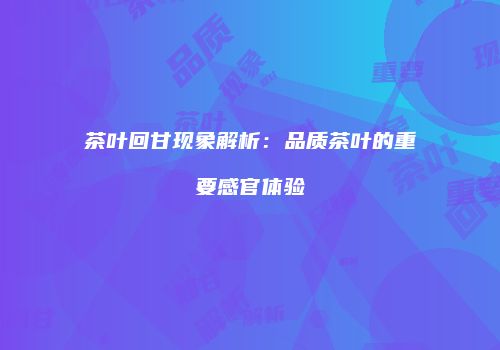 茶叶回甘现象解析：品质茶叶的重要感官体验