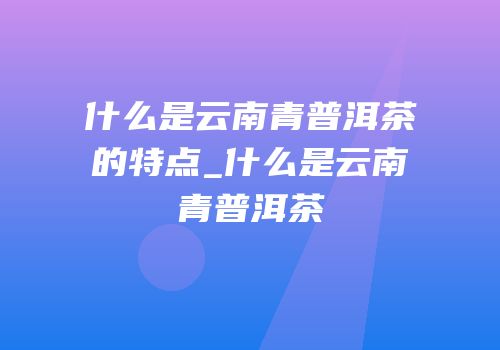 什么是云南青普洱茶的特点_什么是云南青普洱茶