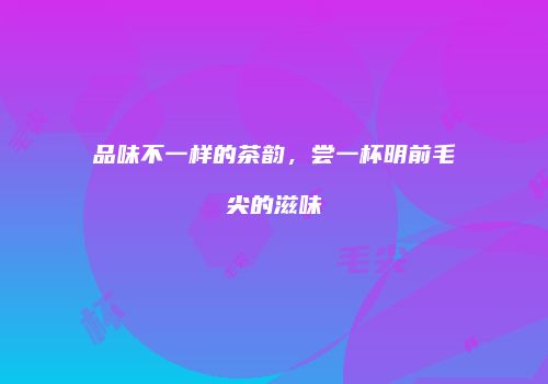 品味不一样的茶韵，尝一杯明前毛尖的滋味