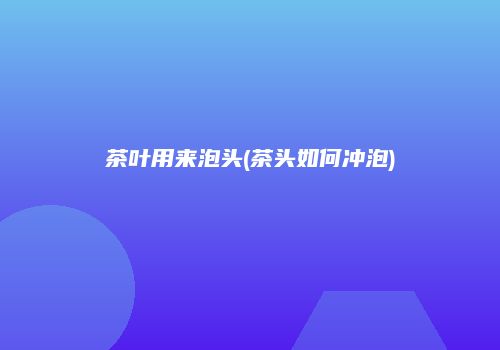茶叶用来泡头(茶头如何冲泡)