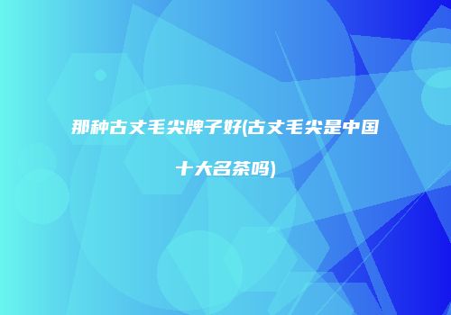 那种古丈毛尖牌子好(古丈毛尖是中国十大名茶吗)