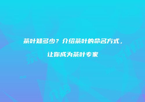 茶叶知多少？介绍茶叶的命名方式，让你成为茶叶专家