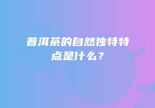 普洱茶的自然独特特点是什么？