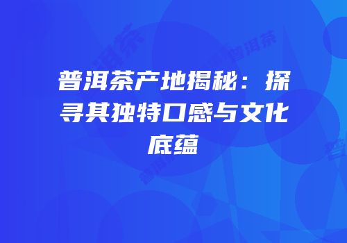 普洱茶产地揭秘：探寻其独特口感与文化底蕴