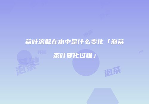 茶叶溶解在水中是什么变化「泡茶茶叶变化过程」