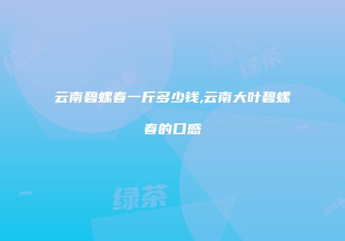 云南碧螺春一斤多少钱,云南大叶碧螺春的口感