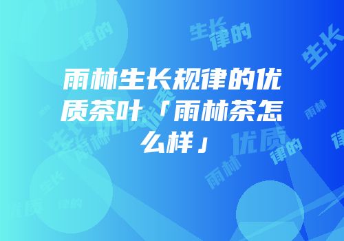 雨林生长规律的优质茶叶「雨林茶怎么样」