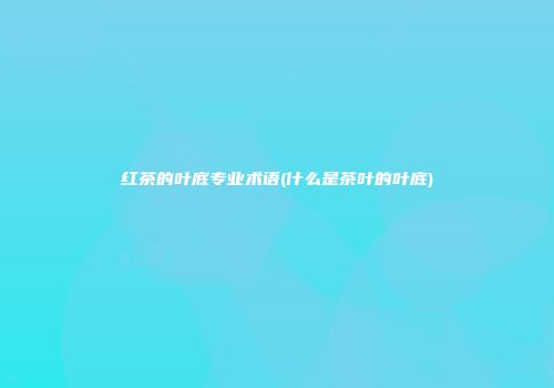 红茶的叶底专业术语(什么是茶叶的叶底)