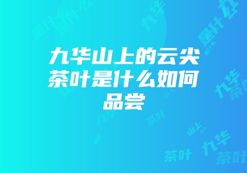 九华山上的云尖茶叶是什么如何品尝