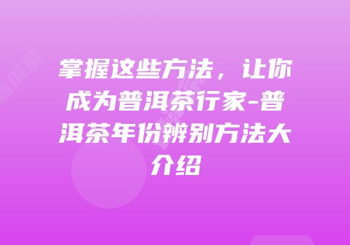 掌握这些方法，让你成为普洱茶行家-普洱茶年份辨别方法大介绍