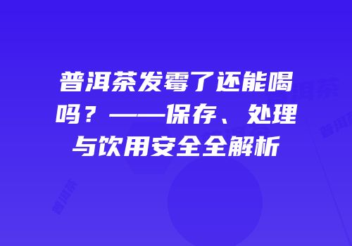 普洱茶发霉了还能喝吗？——保存、处理与饮用安全全解析