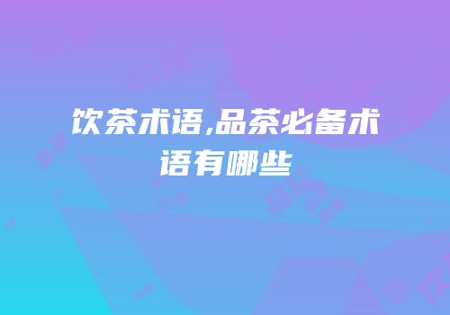 饮茶术语,品茶必备术语有哪些
