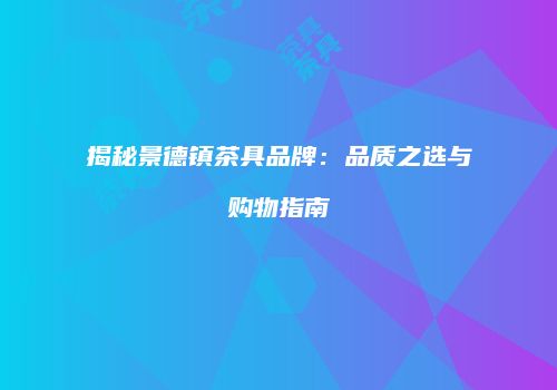 揭秘景德镇茶具品牌：品质之选与购物指南