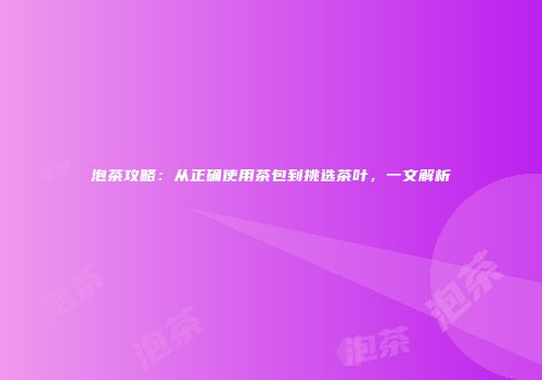 泡茶攻略：从正确使用茶包到挑选茶叶，一文解析