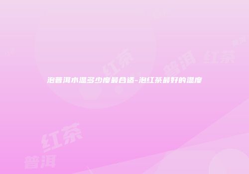 泡普洱水温多少度最合适-泡红茶最好的温度