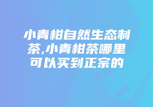 小青柑自然生态制茶,小青柑茶哪里可以买到正宗的