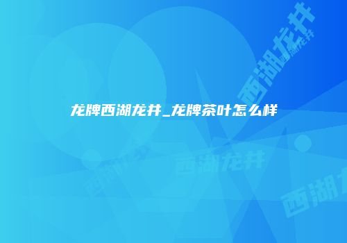 龙牌西湖龙井_龙牌茶叶怎么样