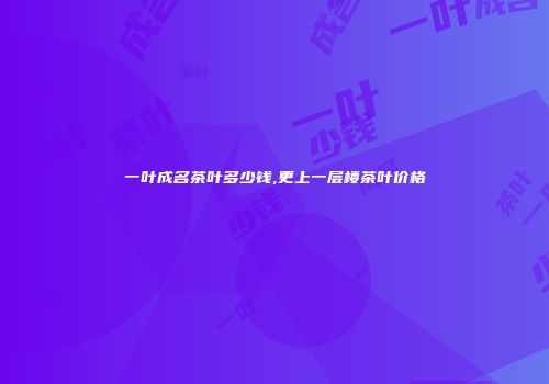 一叶成名茶叶多少钱,更上一层楼茶叶价格