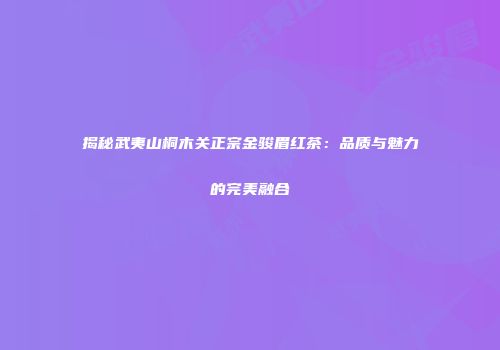 揭秘武夷山桐木关正宗金骏眉红茶：品质与魅力的完美融合