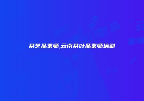 茶艺品鉴师,云南茶叶品鉴师培训